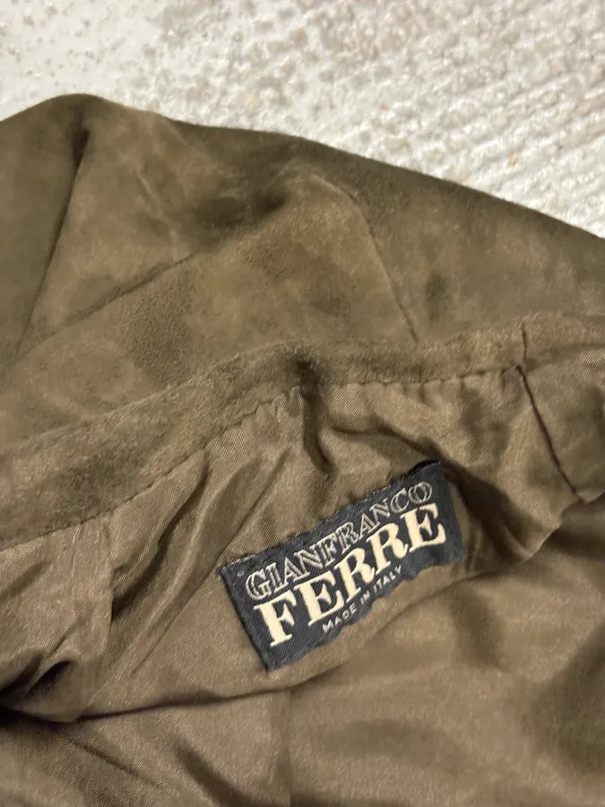 2000s Gianfranco Ferré Khaki Suede Leather Pants alQkskl 8