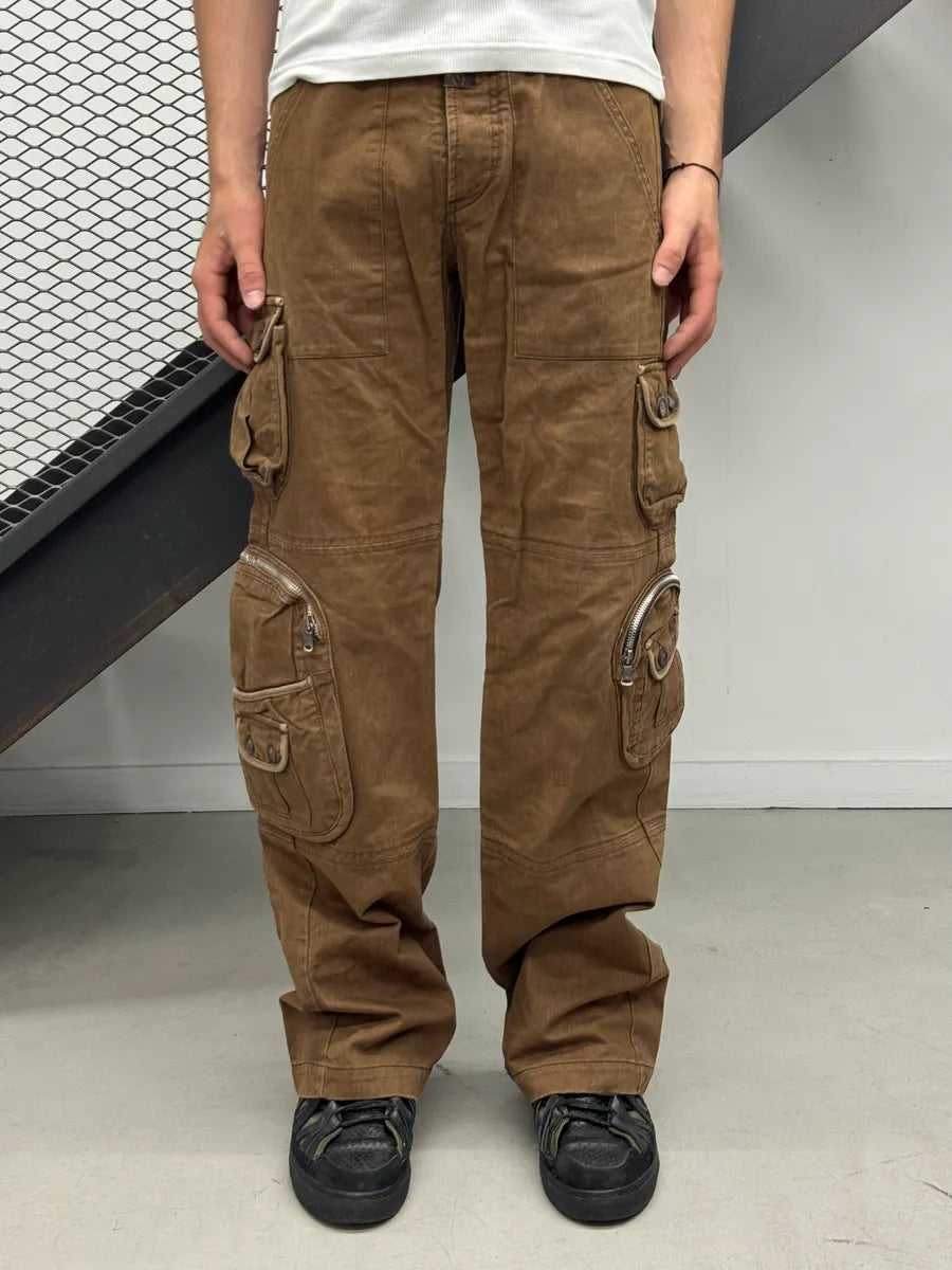 2000s Gianfranco Ferré Multi-Pocket Camel Cargo Pants BZglEcf 0