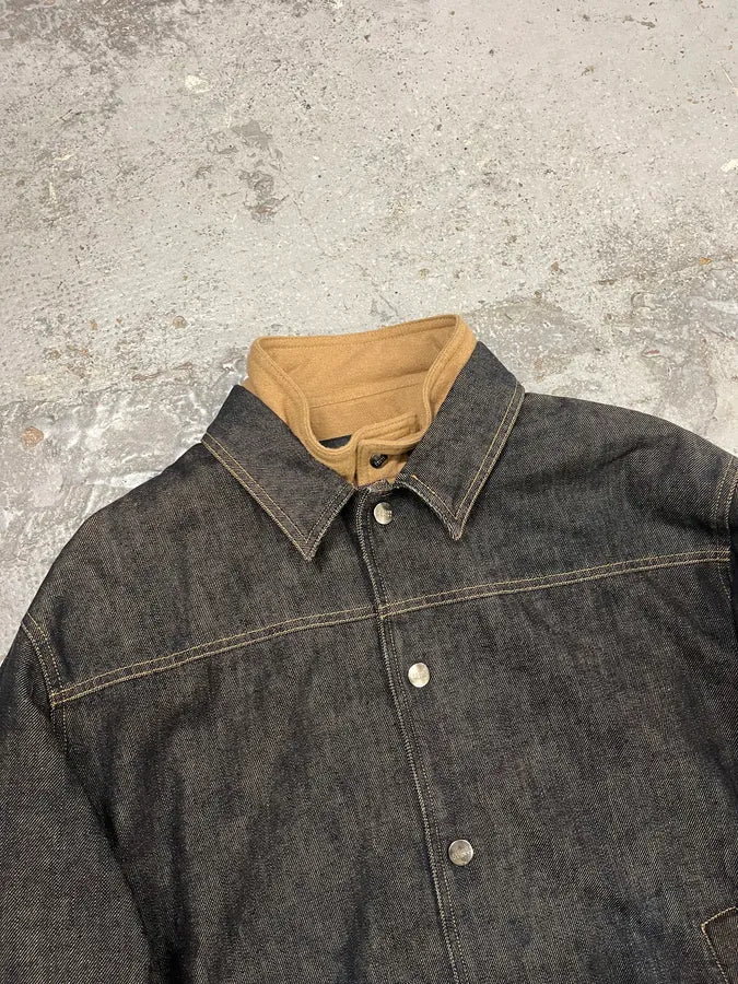 2000s Gianfranco Ferré Navy Brut Layered 2 in 1 Denim Jacket veLmPEZ 8