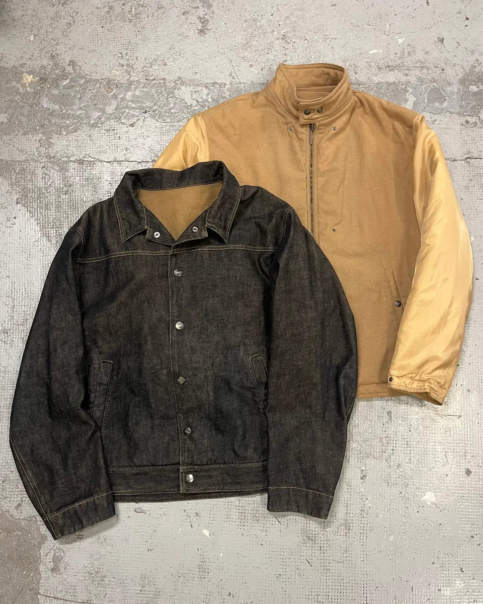 2000s Gianfranco Ferré Navy Brut Layered 2 in 1 Denim Jacket veLmPEZ 0