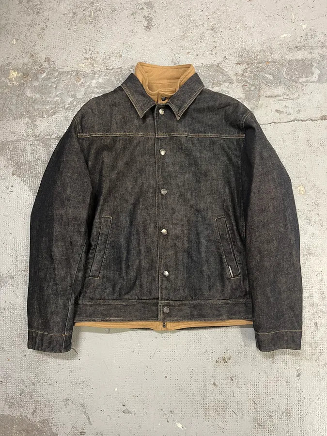 2000s Gianfranco Ferré Navy Brut Layered 2 in 1 Denim Jacket veLmPEZ 1