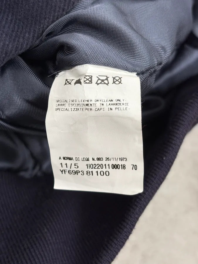 AW2011 Gianfranco Ferré Navy Suede & Black Leather Bomber Jacket oPXgIDF 12