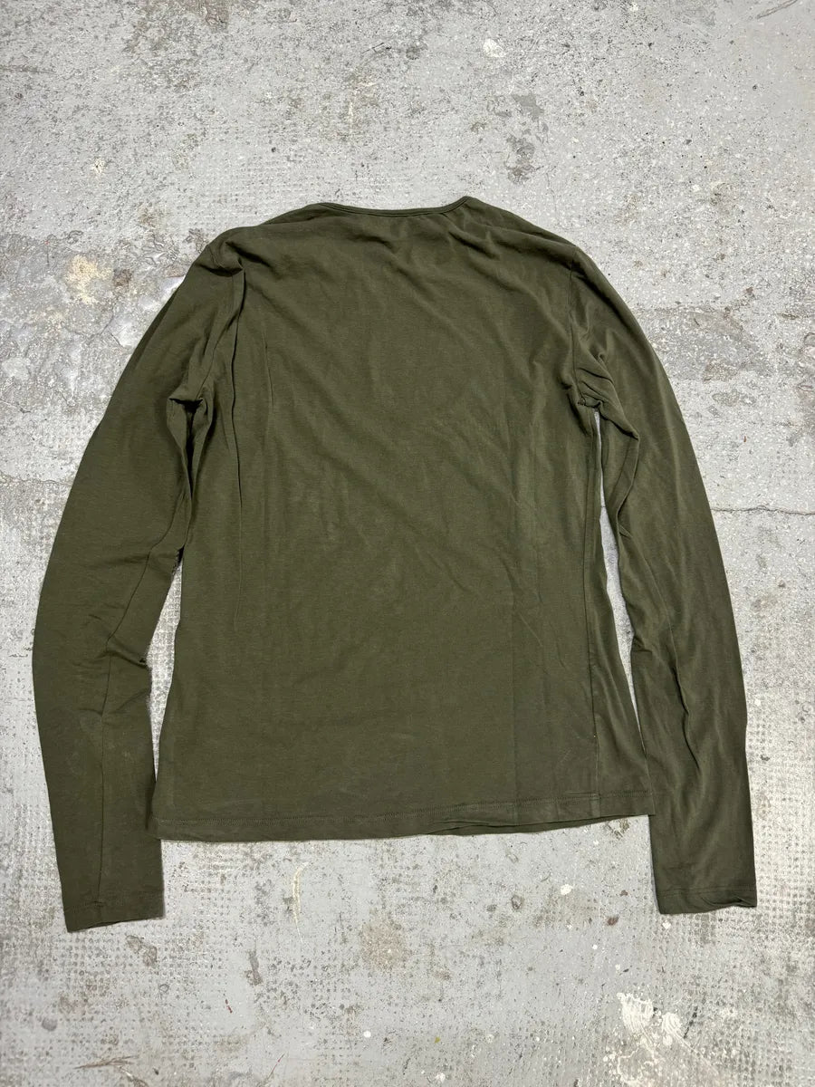 2000s Gianfranco Ferré Olive Human Rose Flower Longsleeves (S/M) zUVpkre 3