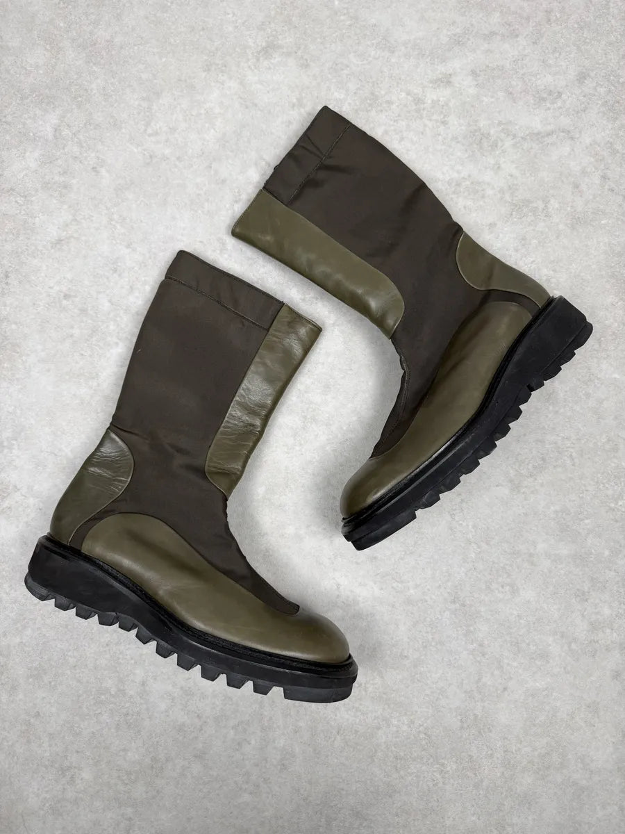 2000s Gianfranco Ferré Olive Leather Biker Ankle Boots iayOtcZ 0