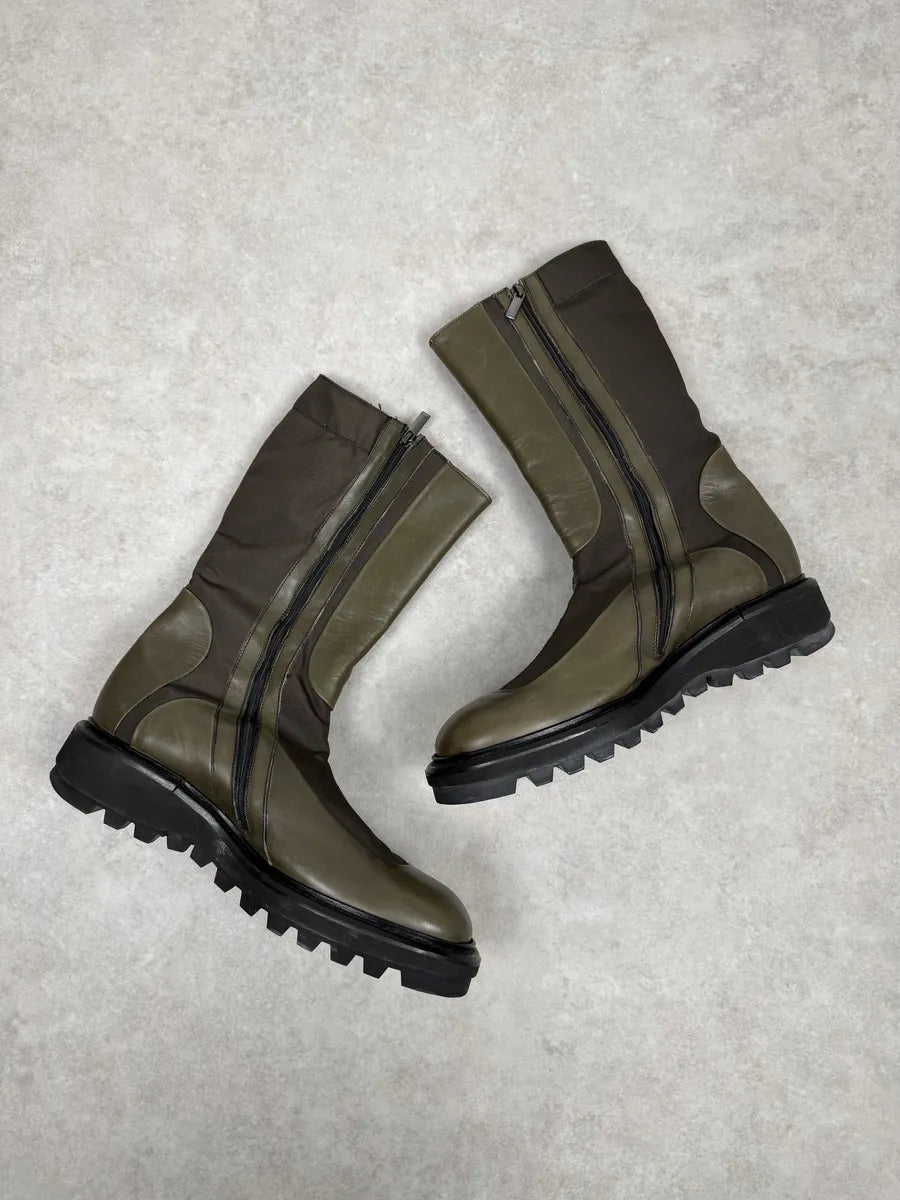 2000s Gianfranco Ferré Olive Leather Biker Ankle Boots iayOtcZ 1