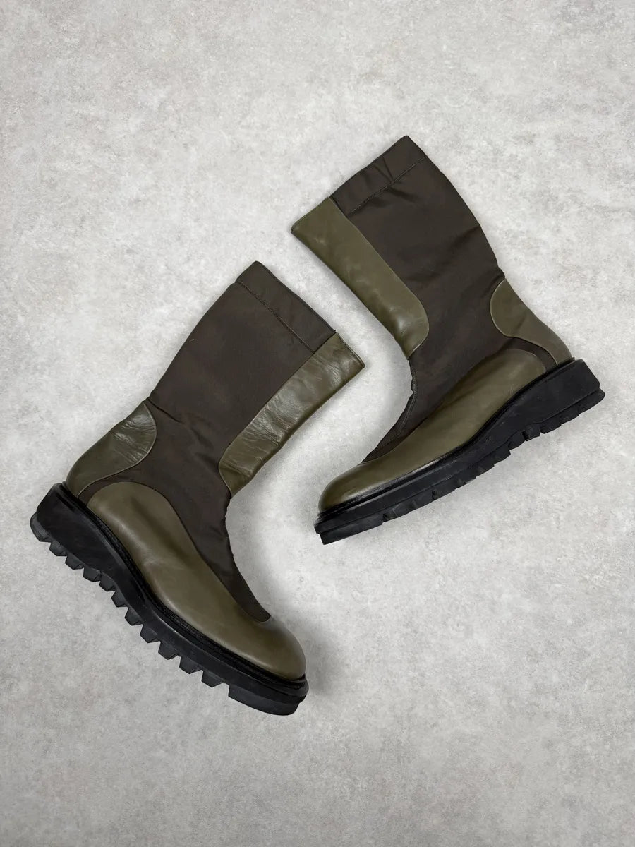 2000s Gianfranco Ferré Olive Leather Biker Ankle Boots iayOtcZ 2