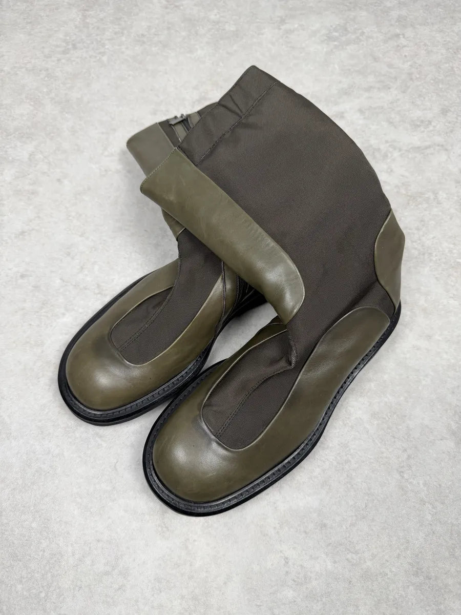 2000s Gianfranco Ferré Olive Leather Biker Ankle Boots iayOtcZ 3