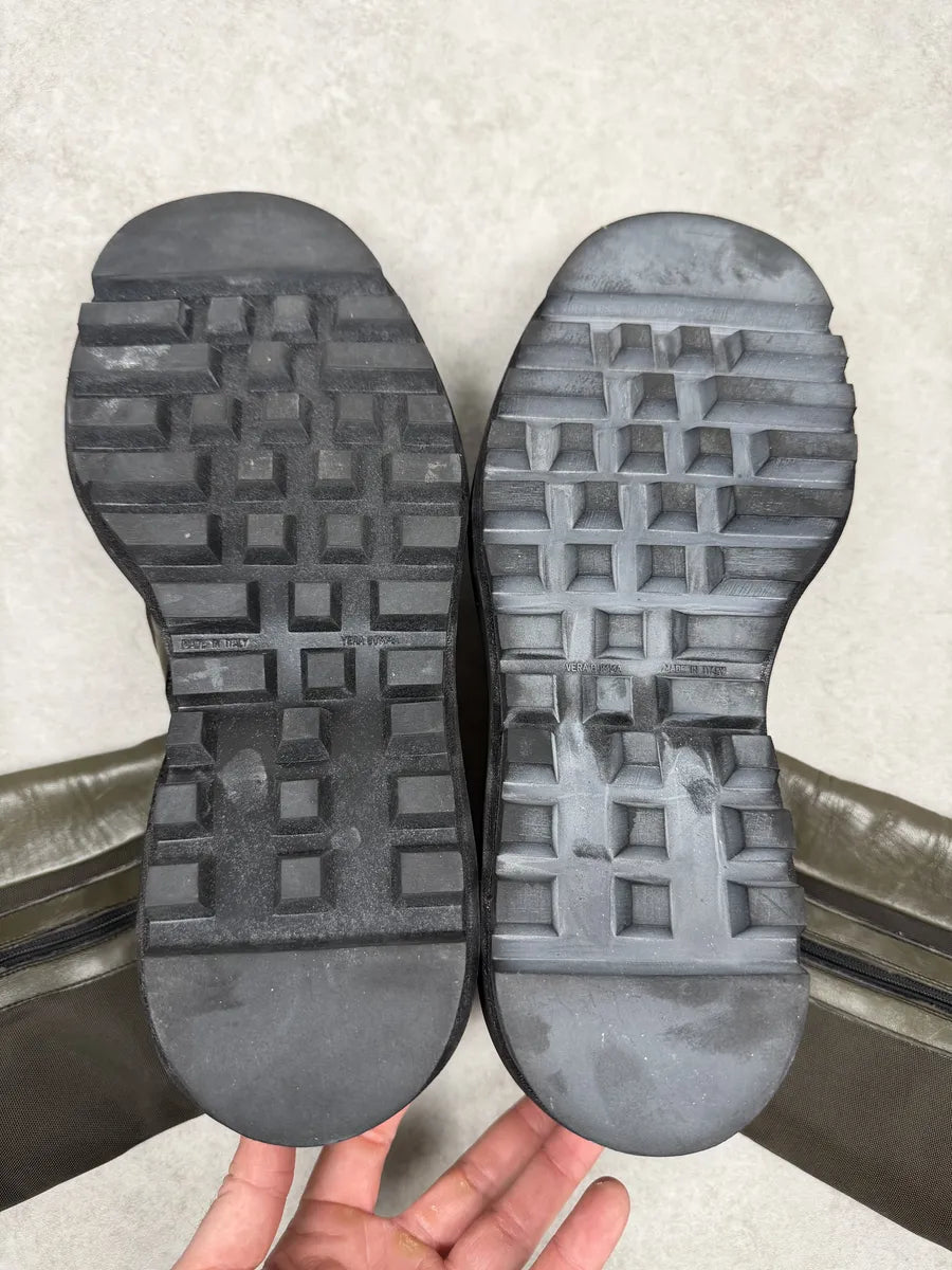 2000s Gianfranco Ferré Olive Leather Biker Ankle Boots iayOtcZ 4