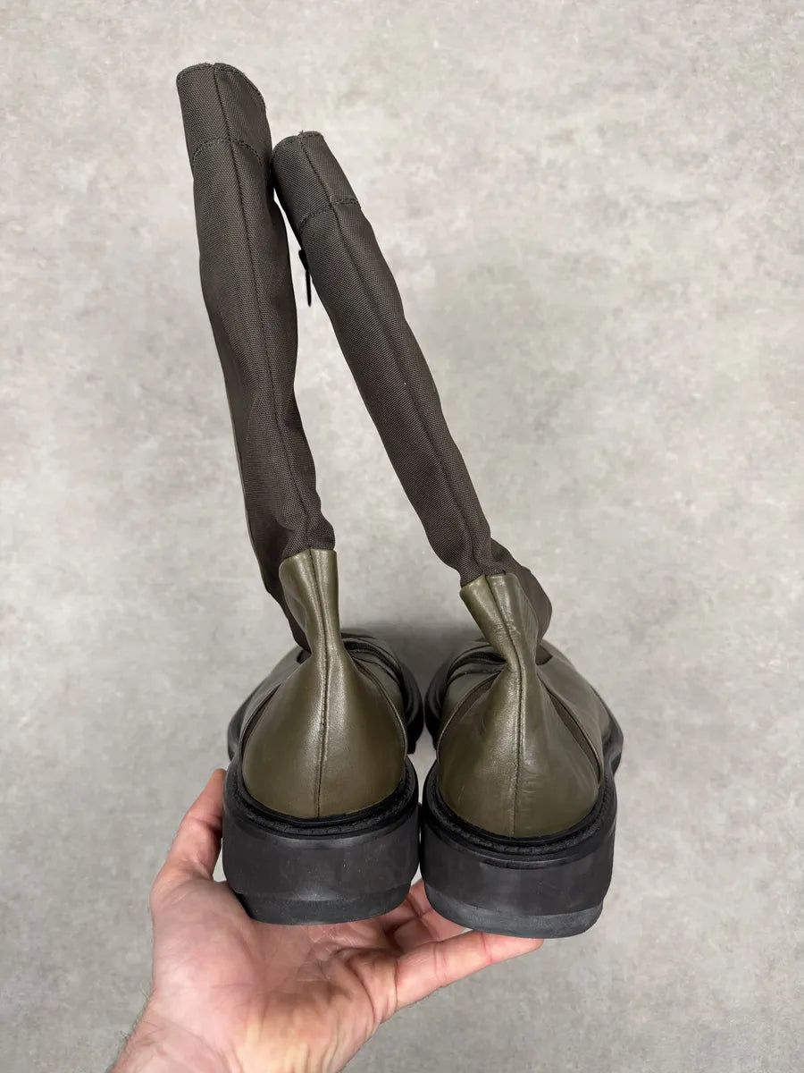 2000s Gianfranco Ferré Olive Leather Biker Ankle Boots iayOtcZ 5