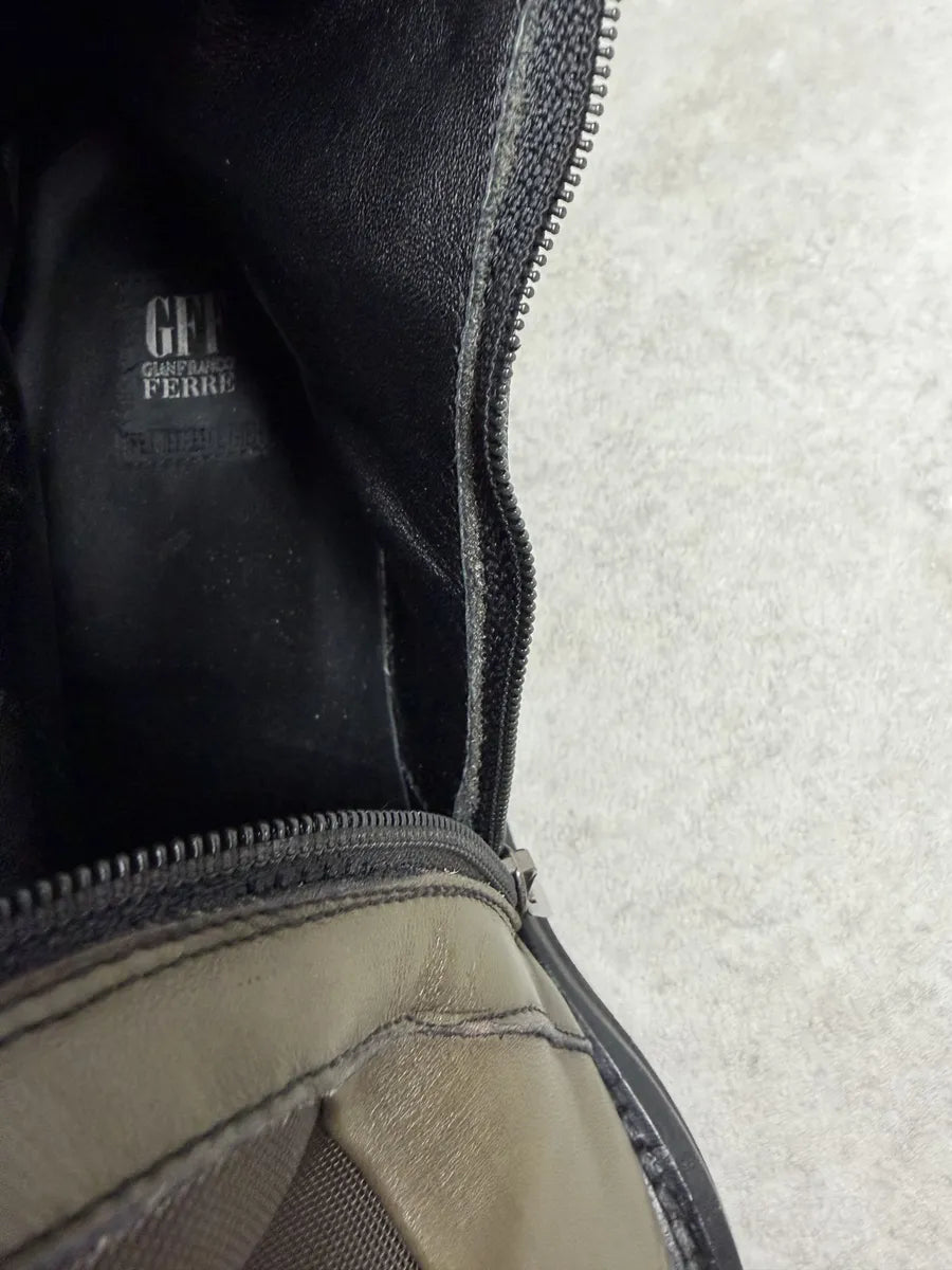 2000s Gianfranco Ferré Olive Leather Biker Ankle Boots iayOtcZ 7