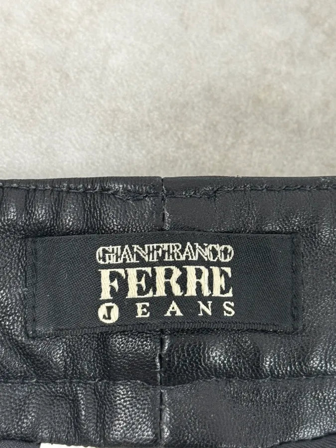 2000s Gianfranco Ferré Premium Black Biker Leather Pants WAzHVlv 11