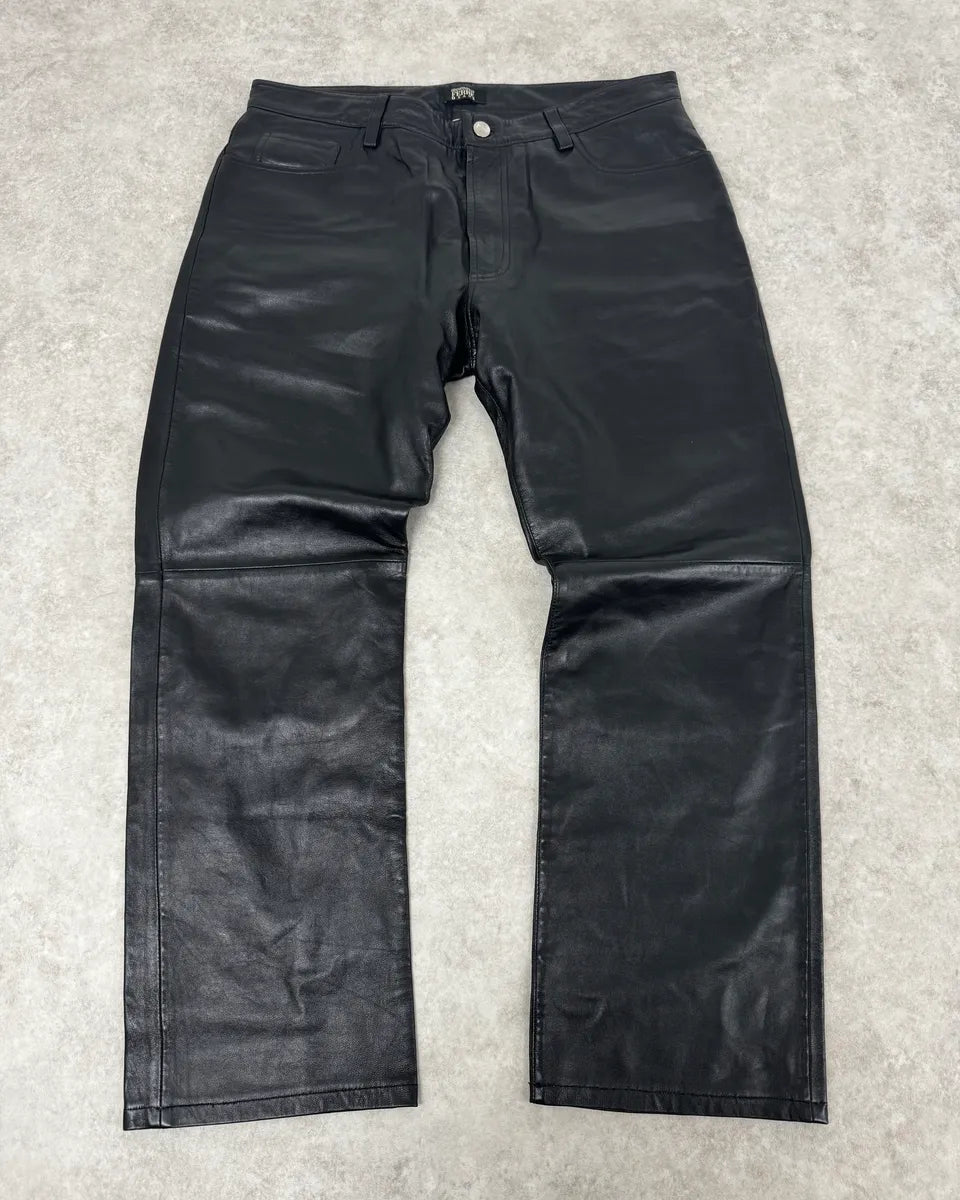 2000s Gianfranco Ferré Premium Black Biker Leather Pants WAzHVlv 0