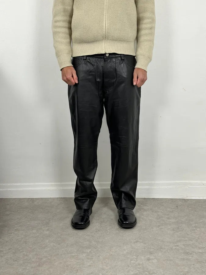 2000s Gianfranco Ferré Premium Black Biker Leather Pants WAzHVlv 1
