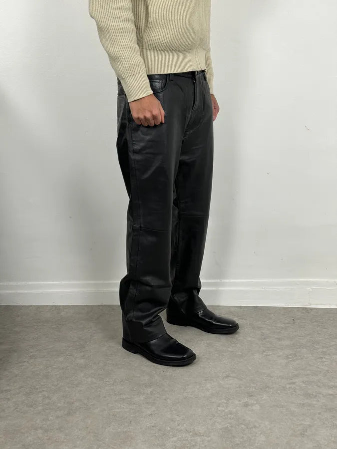 2000s Gianfranco Ferré Premium Black Biker Leather Pants WAzHVlv 2