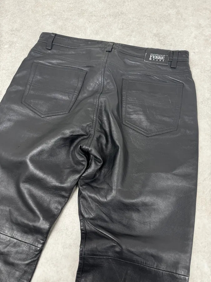 2000s Gianfranco Ferré Premium Black Biker Leather Pants WAzHVlv 6