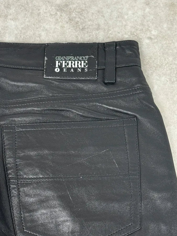2000s Gianfranco Ferré Premium Black Biker Leather Pants WAzHVlv 7