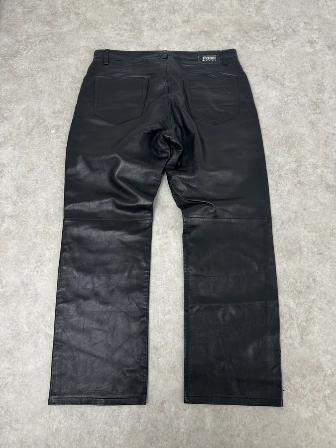 2000s Gianfranco Ferré Premium Black Biker Leather Pants WAzHVlv 4