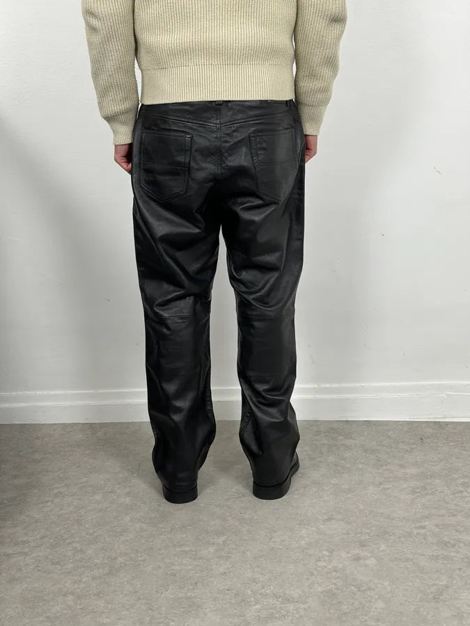 2000s Gianfranco Ferré Premium Black Biker Leather Pants WAzHVlv 3