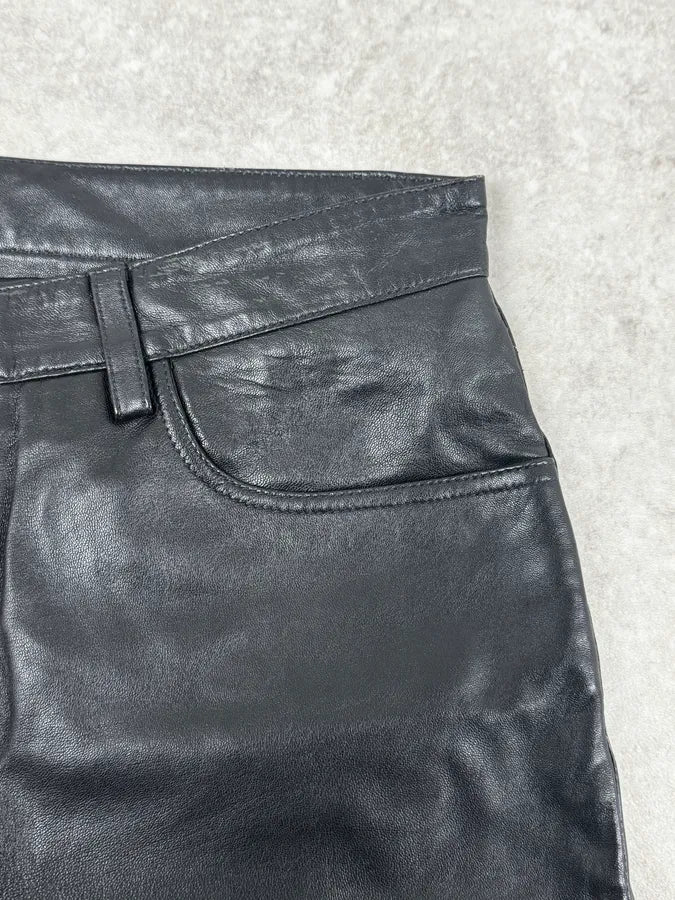 2000s Gianfranco Ferré Premium Black Biker Leather Pants WAzHVlv 8