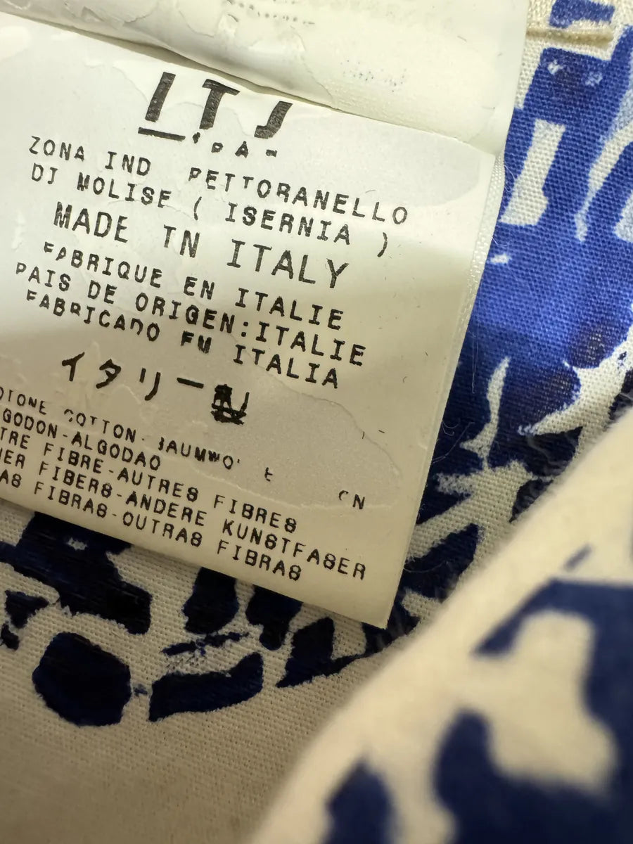 2000s Gianfranco Ferré White & Blue Script Short Sleeves Shirt (S/M) dneRANL 10