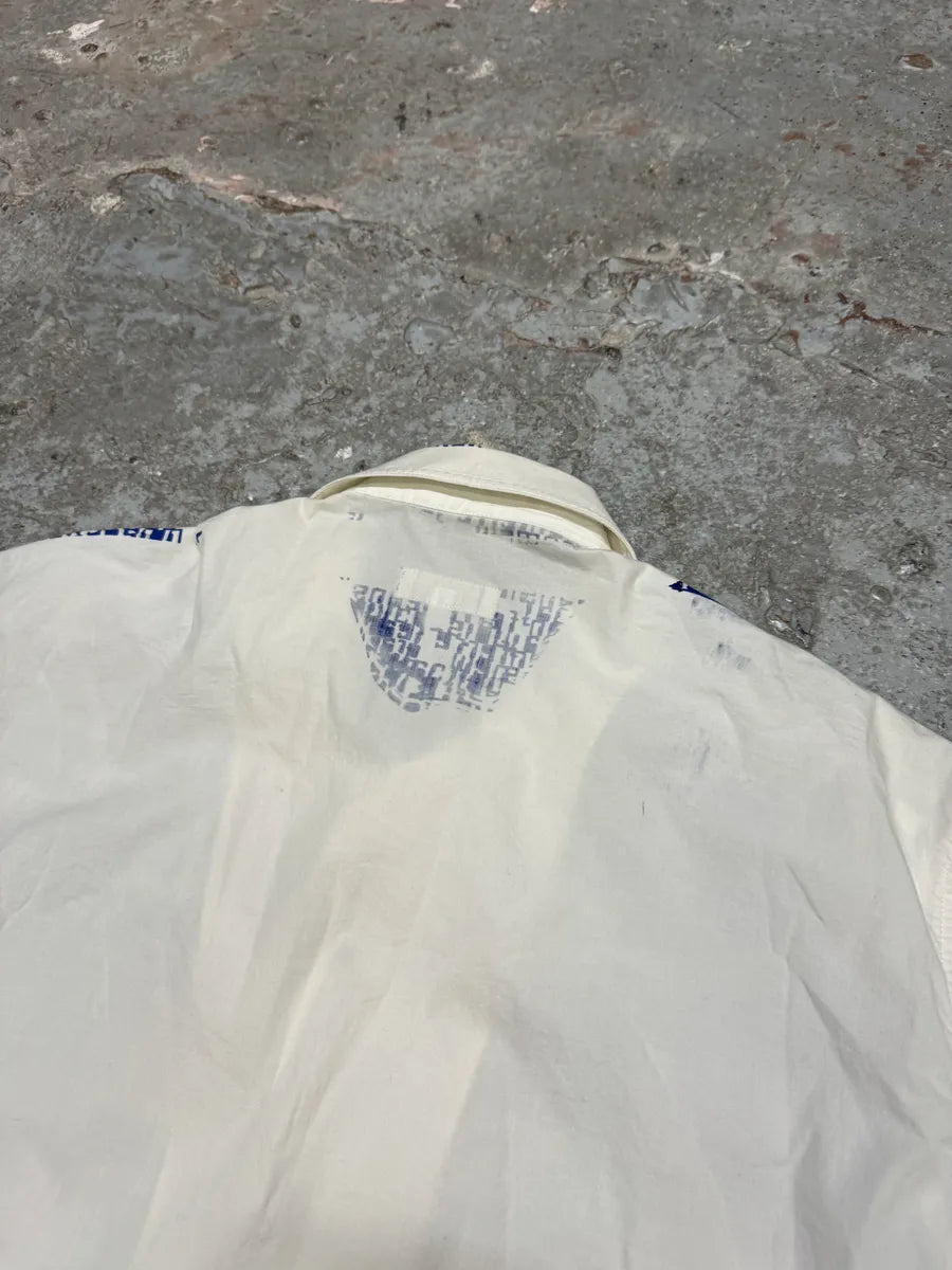 2000s Gianfranco Ferré White & Blue Script Short Sleeves Shirt (S/M) dneRANL 7