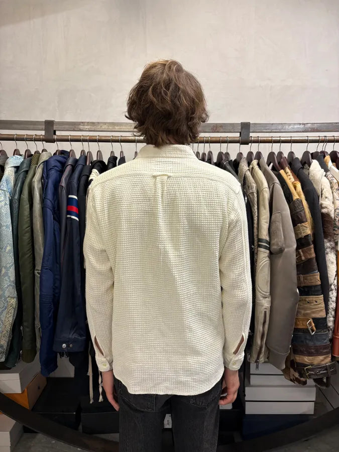 2000s Gianfranco Ferré White Waffle Shirt xHNagOs 4
