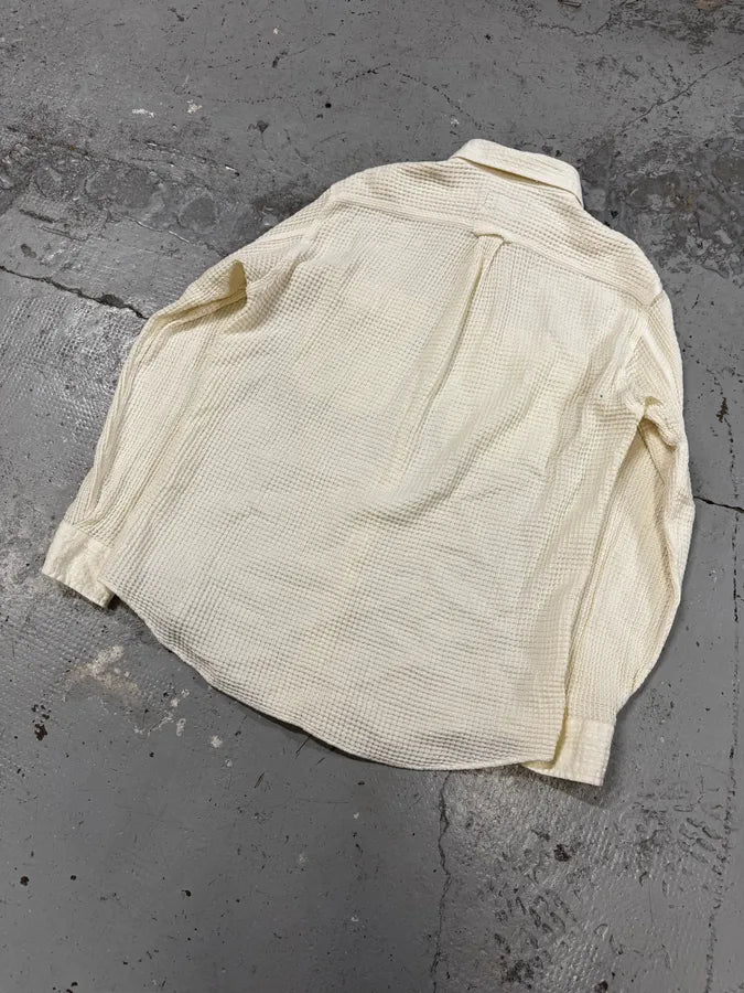 2000s Gianfranco Ferré White Waffle Shirt xHNagOs 5