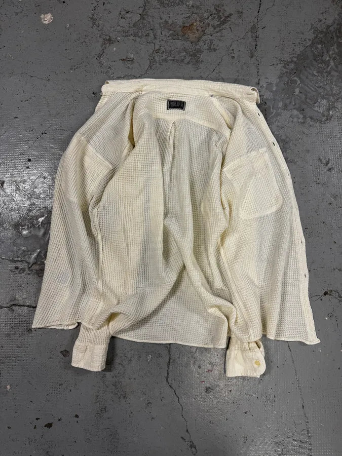 2000s Gianfranco Ferré White Waffle Shirt xHNagOs 6