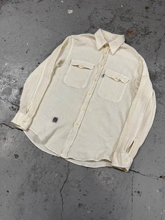 2000s Gianfranco Ferré White Waffle Shirt xHNagOs 2