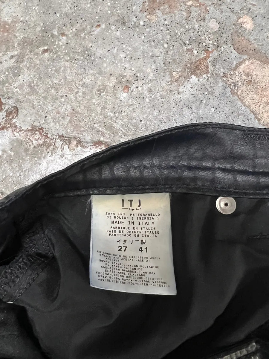 2000s Gianfranco Ferre Black Crocodile Effect Destructured Pants (XS) 6