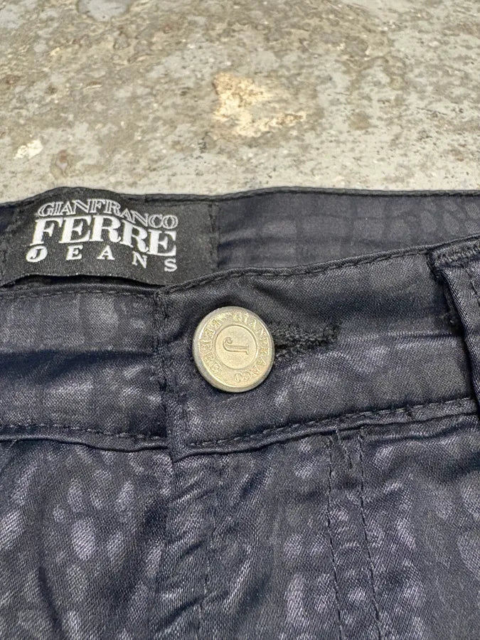 2000s Gianfranco Ferre Black Crocodile Effect Obscure Pants CTNZZvi 10