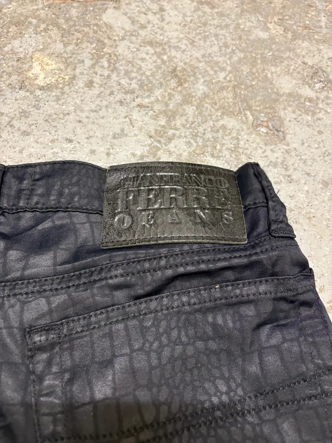 2000s Gianfranco Ferre Black Crocodile Effect Obscure Pants CTNZZvi 11