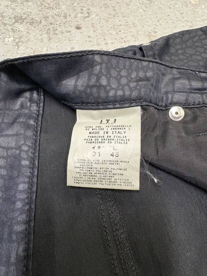 2000s Gianfranco Ferre Black Crocodile Effect Obscure Pants CTNZZvi 12