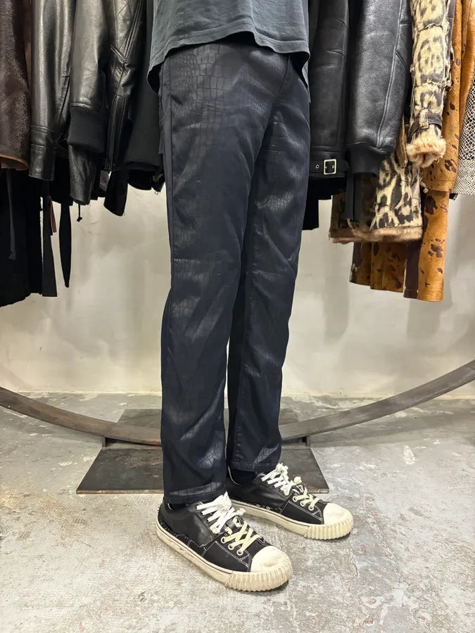 2000s Gianfranco Ferre Black Crocodile Effect Obscure Pants CTNZZvi 2