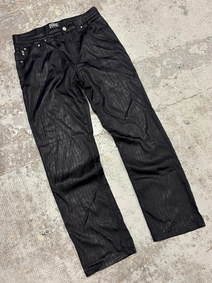 2000s Gianfranco Ferre Black Crocodile Effect Obscure Pants CTNZZvi 4