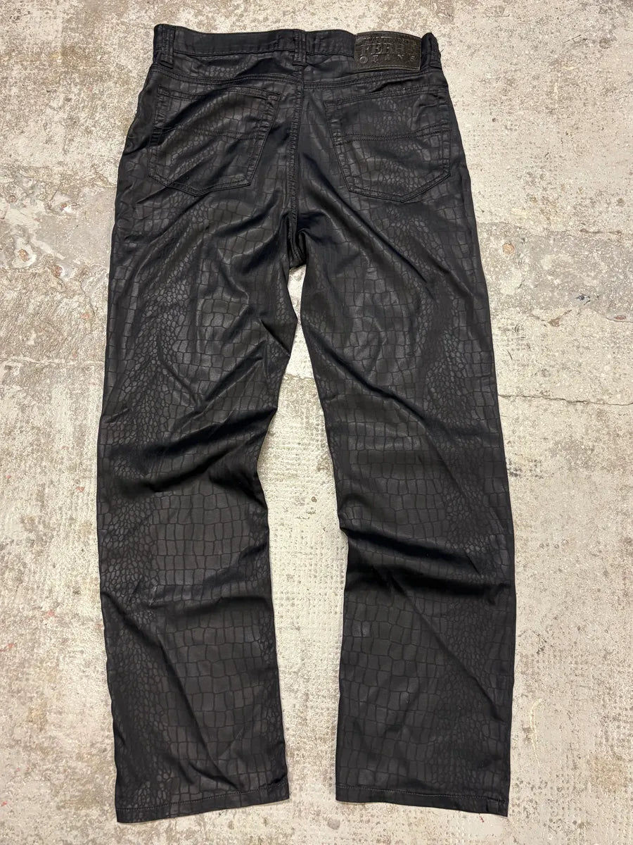 2000s Gianfranco Ferre Black Crocodile Effect Obscure Pants CTNZZvi 6