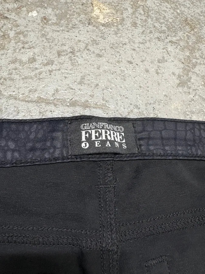 2000s Gianfranco Ferre Black Crocodile Effect Obscure Pants CTNZZvi 8