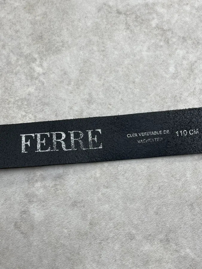 2000s Gianfranco Ferre Black Leather Signature Logo Belt JXaJgeQ 5