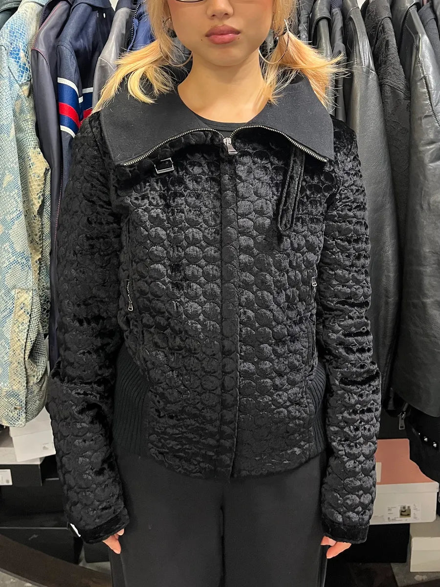 2000s Gianfranco Ferre Black Light Fur Zip-up Jacket ojJRbMv 1