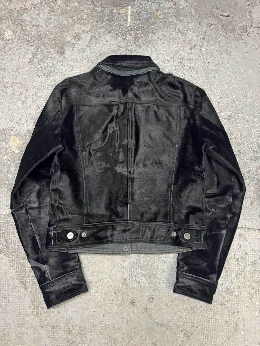 2000s Gianfranco Ferre Black Pony Hair Leather Jacket cBpMZsw 2