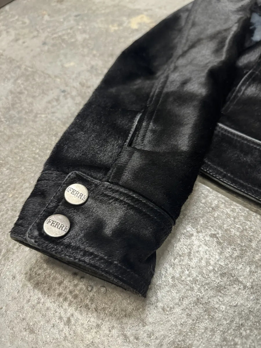 2000s Gianfranco Ferre Black Pony Hair Leather Jacket cBpMZsw 5