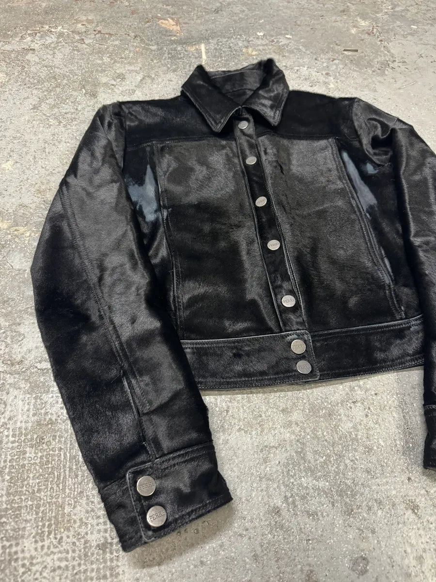 2000s Gianfranco Ferre Black Pony Hair Leather Jacket cBpMZsw 6
