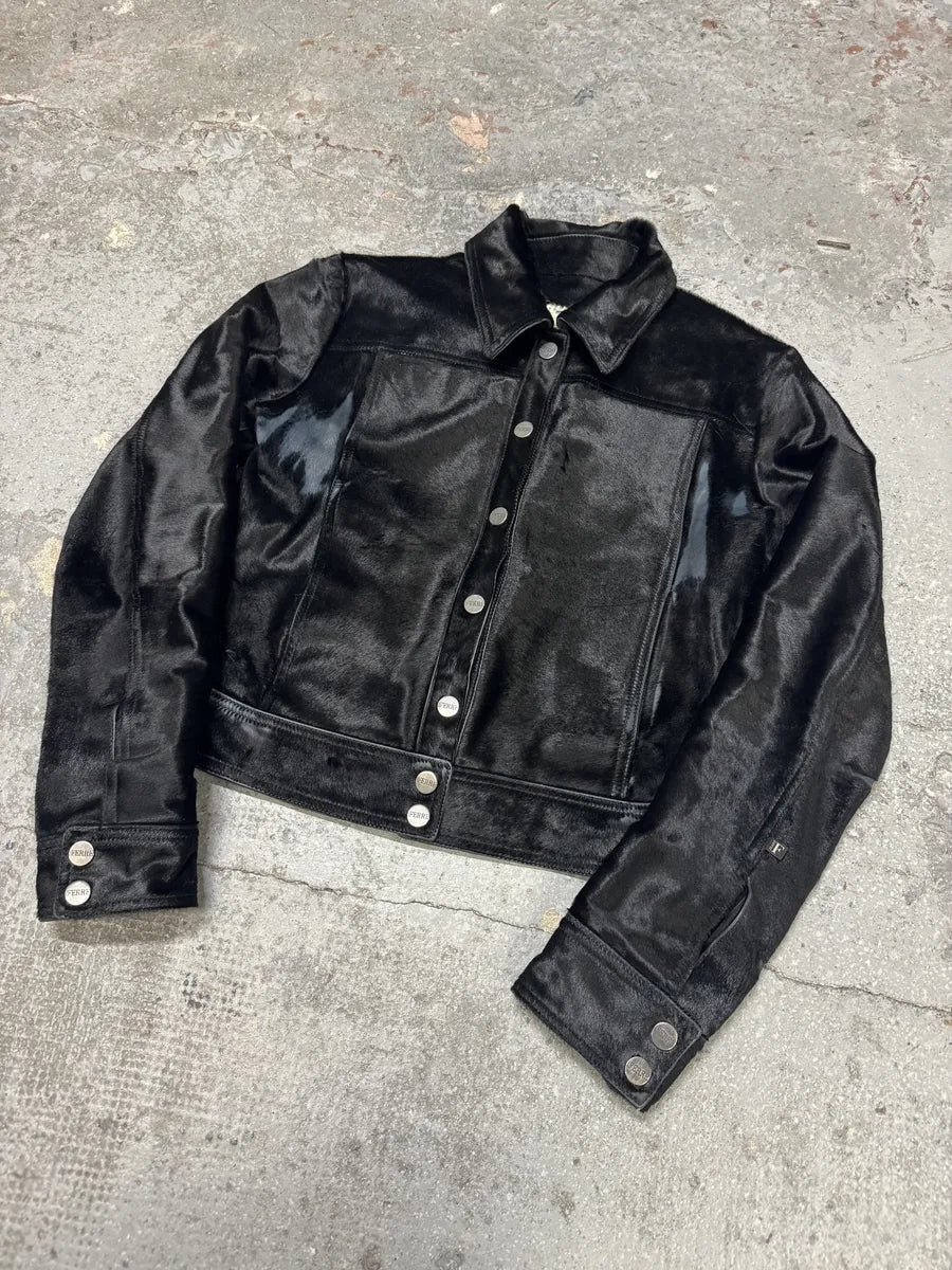 2000s Gianfranco Ferre Black Pony Hair Leather Jacket cBpMZsw 8