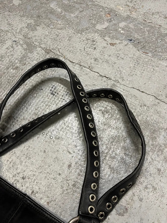 2000s Gianfranco Ferre Black Suede Leather Eyeled Handle Bag GsqjyjT 5