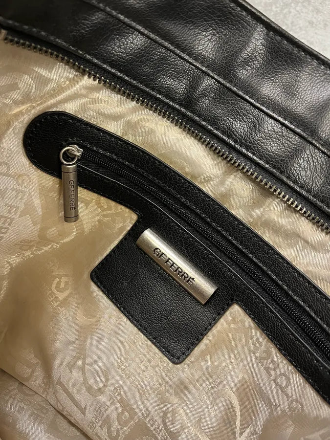 2000s Gianfranco Ferre Black Suede Leather Eyeled Handle Bag GsqjyjT 8