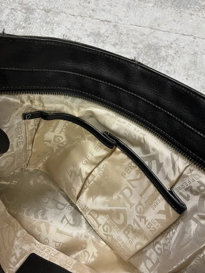 2000s Gianfranco Ferre Black Suede Leather Eyeled Handle Bag GsqjyjT 9