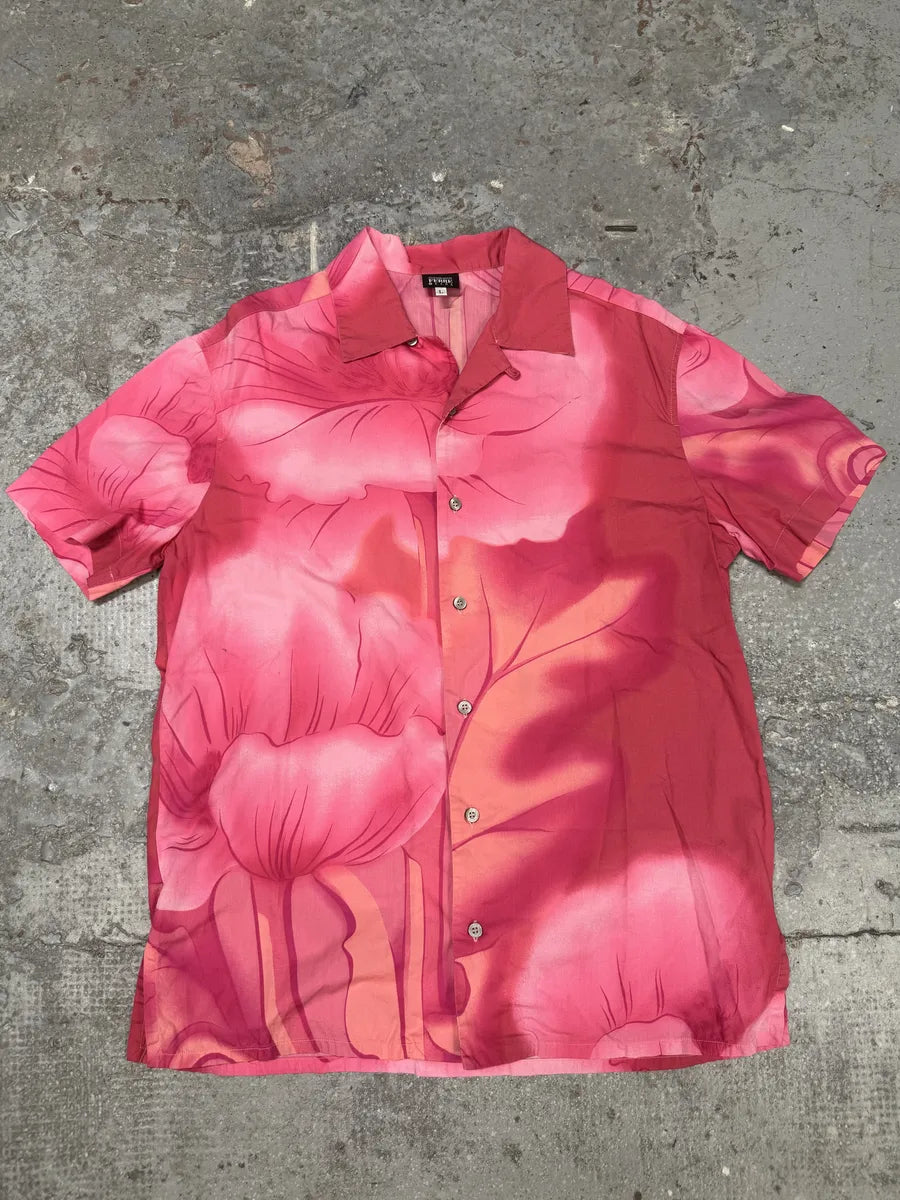 2000s Gianfranco Ferre Flowers Pink Short Sleeves Positive Shirt mpNowQW 0