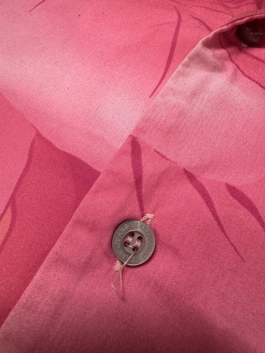 2000s Gianfranco Ferre Flowers Pink Short Sleeves Positive Shirt mpNowQW 10
