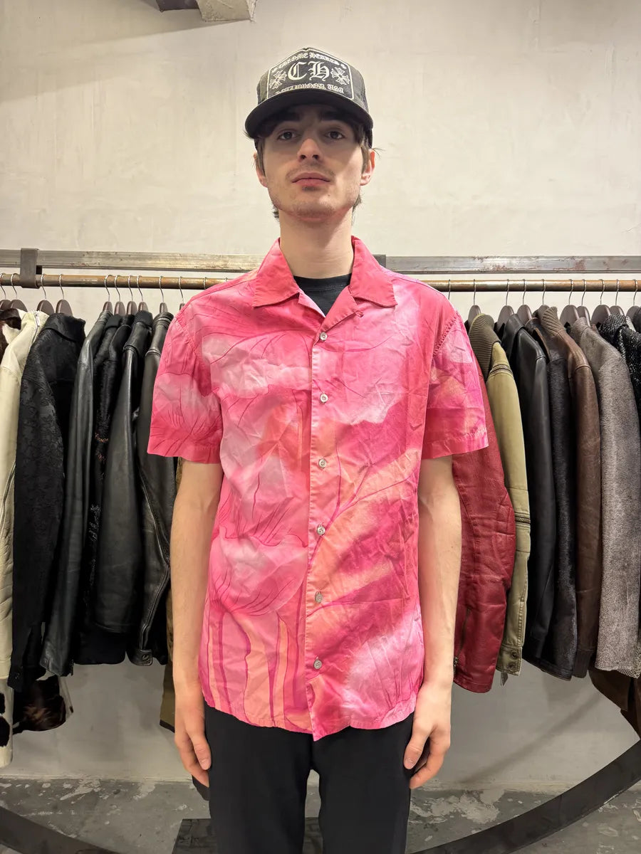 2000s Gianfranco Ferre Flowers Pink Short Sleeves Positive Shirt mpNowQW 2