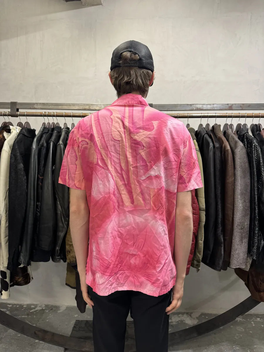 2000s Gianfranco Ferre Flowers Pink Short Sleeves Positive Shirt mpNowQW 3